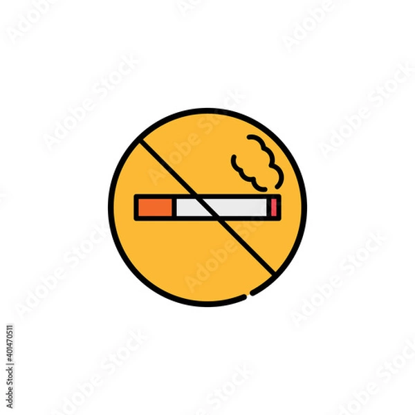 Fototapeta No smoking sign glyph icon on white background. Vector illustration in flat cartoon design. 