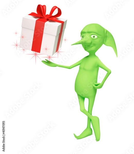 Obraz The magic elf with a gift