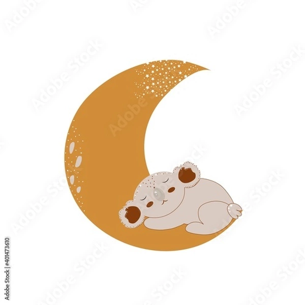 Fototapeta Vector illustration of a cute koala on a cloud.For the design of T-shirts, mugs
