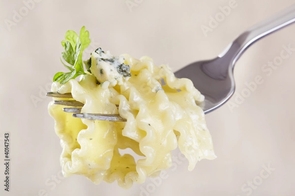 Obraz European cuisine. The pasta wound on a fork