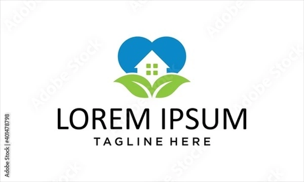 Obraz COMBINATION LOGO FROM HEART HOME NATURE LOGO DESIGN CONCEPT