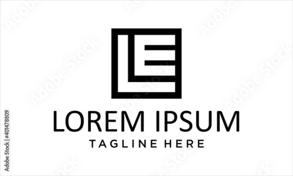 Obraz COMBINATION LOGO FROM LETTER LE IN BOX LOGO DESIGN CONCEPT