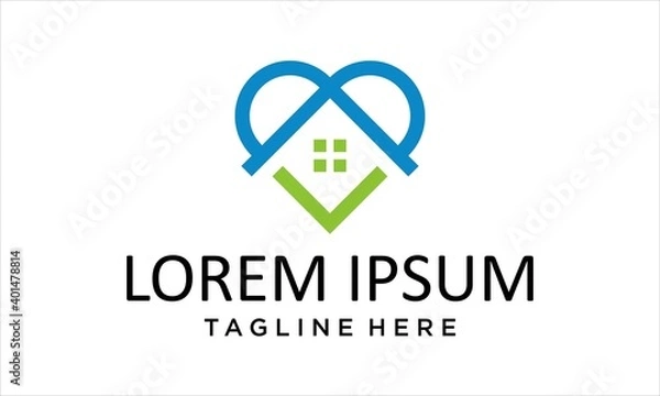 Obraz COMBINATION LOGO FROM HEART AND HOME LOGO DESIGN CONCEPT