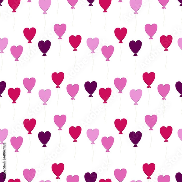 Fototapeta vector seamless pattern with balloons in the shape of hearts on a white background