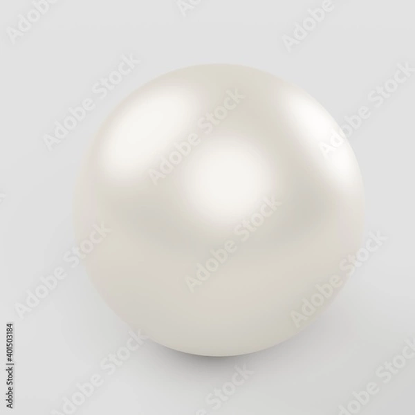 Fototapeta Single pink pearl isolated on white background. 3D render.