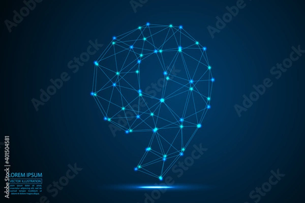Fototapeta Abstract number nine, figure 9, consisting of triangles, circles, spots of decay, stars. Vector eps 10.