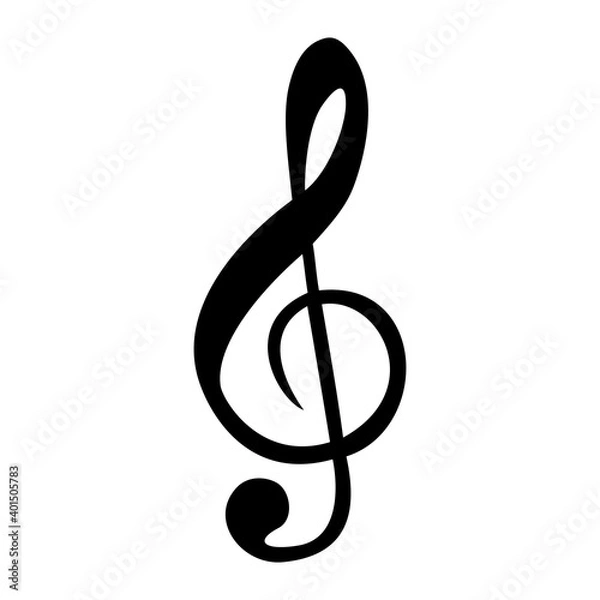 Obraz Treble clef. Vector illustration, isolated on a white background.