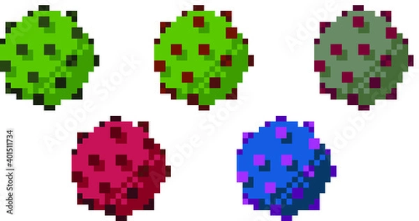 Obraz 8Bit pixel virus particle in five colors