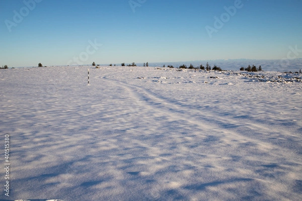 Obraz beautiful landscape with fresh snow winter background banner