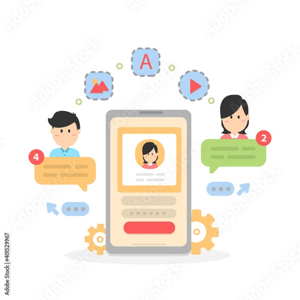 Fototapeta New Chat messages notification, social network, news, speech bubbles