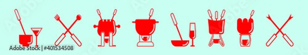 Fototapeta set of fondue party cartoon icon design template with various models. vector illustration isolated on blue background
