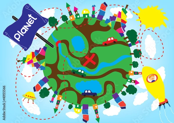 Fototapeta Cartoon planet