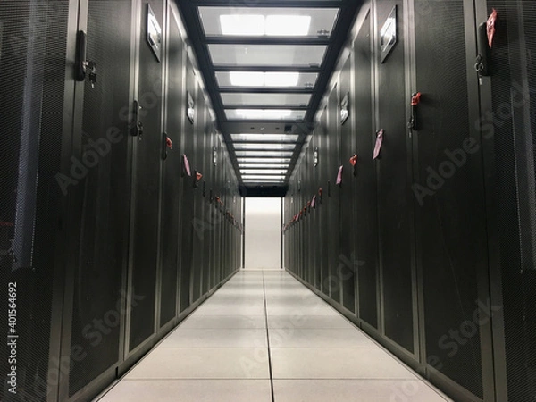 Fototapeta Modern efficient cold aisle data center room