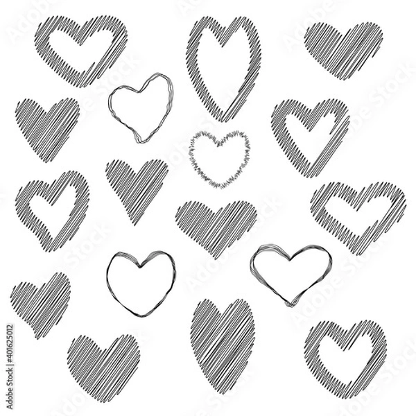 Obraz Set of vector patterns of shaded black and white hearts.