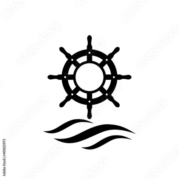Obraz Ship wheel icon isolated on white background