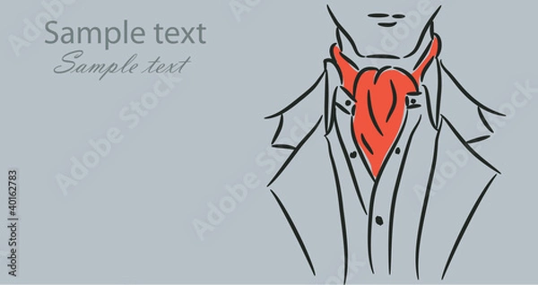 Fototapeta A silhouette of a man in suit, vector sketch, the background