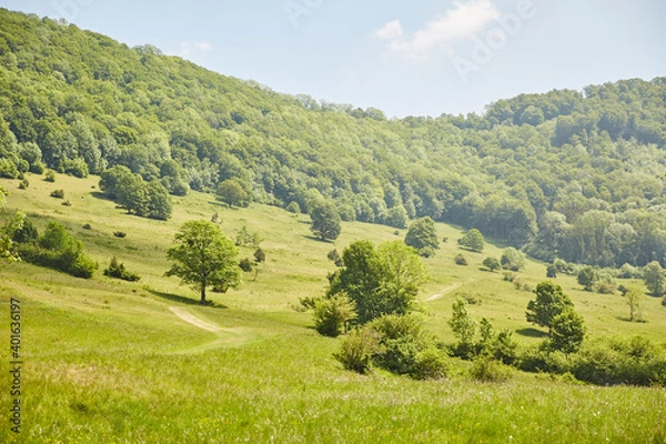 Obraz Schwäbische Alb (Swabian Alb) near Stuttgart – Germany, Beautiful View, Hilly, Landscape, green, village, horizon, cloudscape