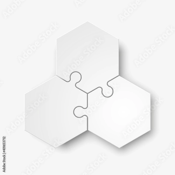 Obraz White puzzle presentation infographic template with explanatory text field for business statistics illustration