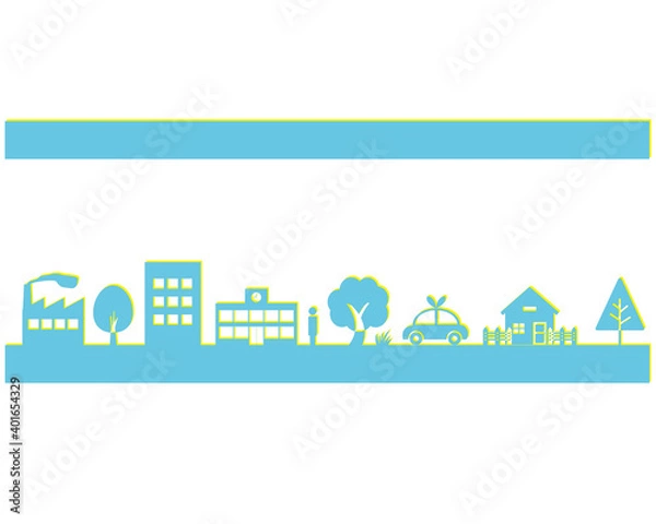 Fototapeta 街並みのベクターイラスト　枠　フレーム