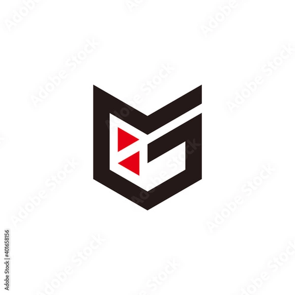 Obraz abstract letter mg simple geometric triangle mosaic arrows logo vector