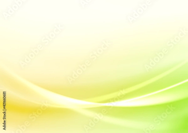 Fototapeta 黄色と黄緑色のグラデーション背景　光る曲線の交差　背景素材
