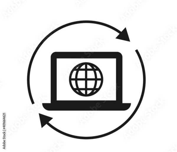 Fototapeta globe and computer symbol. the concept of change and renewal
