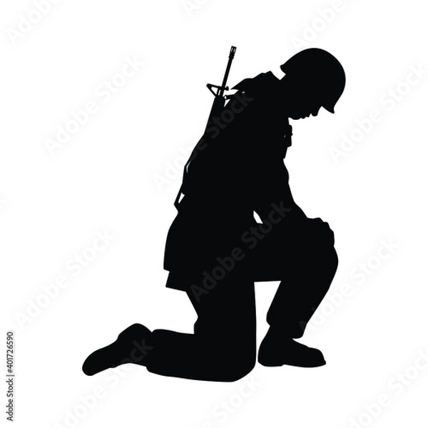 Obraz Sad soldier silhouette vector, military concept.