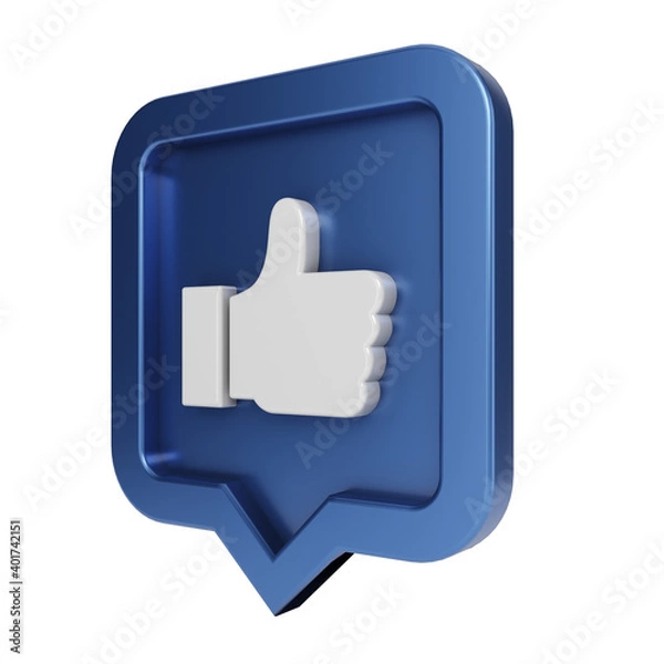 Obraz Set Thumbs up icon on a blue pin isolated on white background. 3d render.