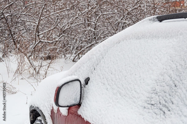 Obraz Cars covered with a thick layer of snow