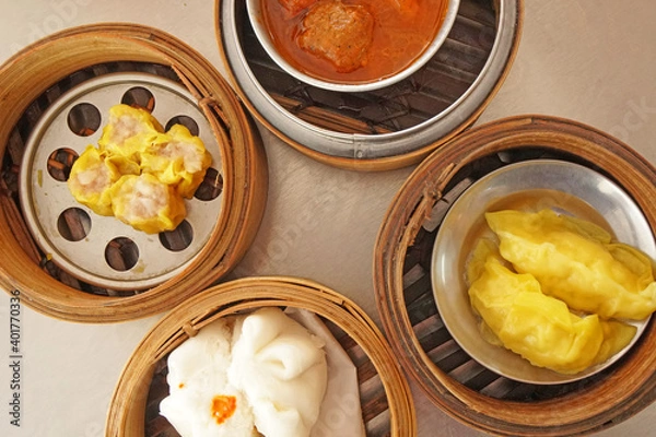 Obraz Thai food - Closeup Top view of dim sum at phuket thailand         