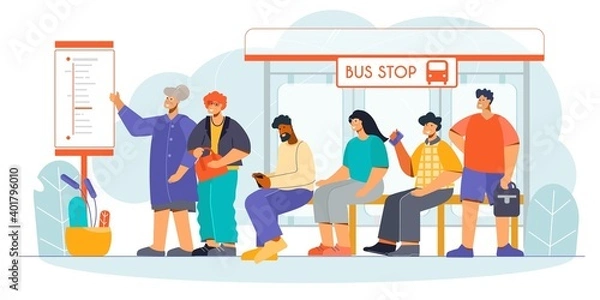Fototapeta Public Transport Stop Flat