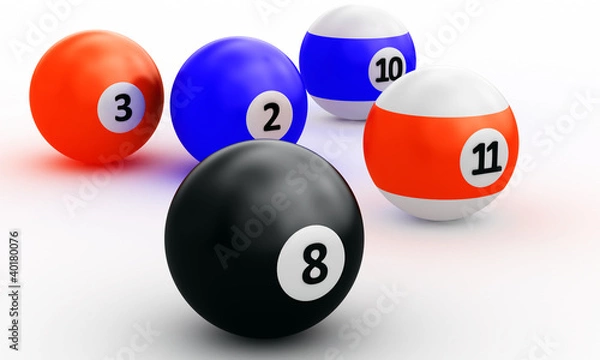 Obraz Colorful pool balls over white