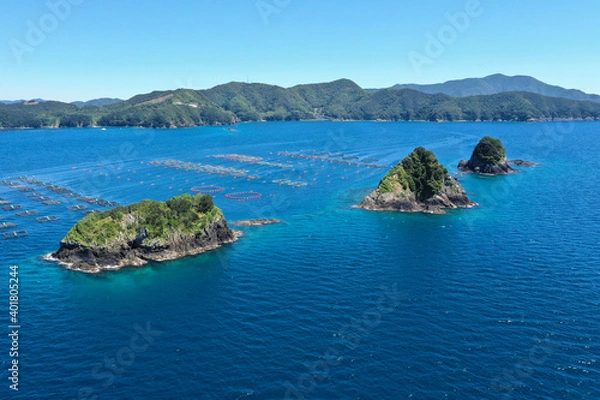 Fototapeta 愛媛県愛南町　三ッ畑田島の風景