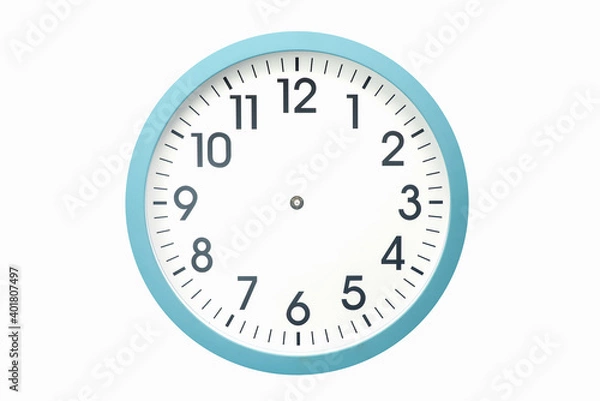 Fototapeta Blue Clock without hands On a white background