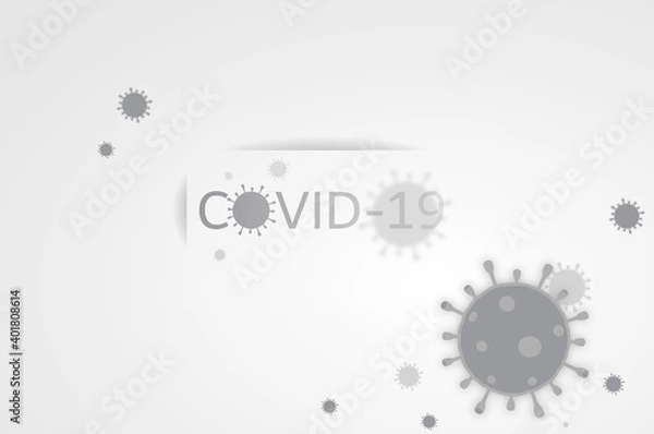 Fototapeta Coronavirus 2019, virus background with ultimate grey theme.COVID-19. Flat design with grey gradient. Vector illustration.
