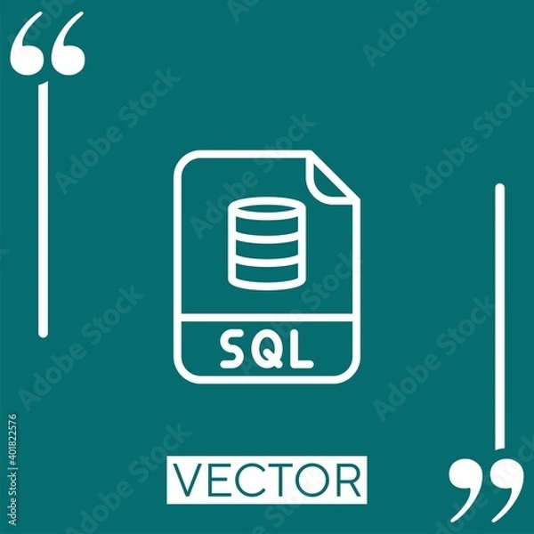 Fototapeta sql vector icon Linear icon. Editable stroke line