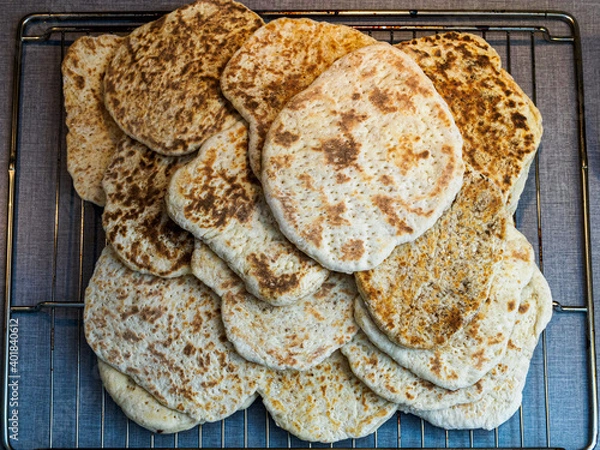 Obraz Close up shot of a heap of Swedish tunnbröd (flatbread)