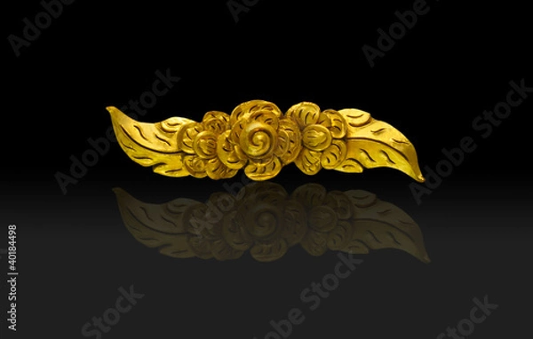 Obraz Flowers on black gold.