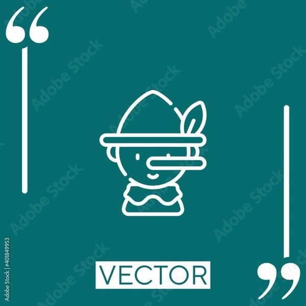 Fototapeta pinocchio vector icon Linear icon. Editable stroked line