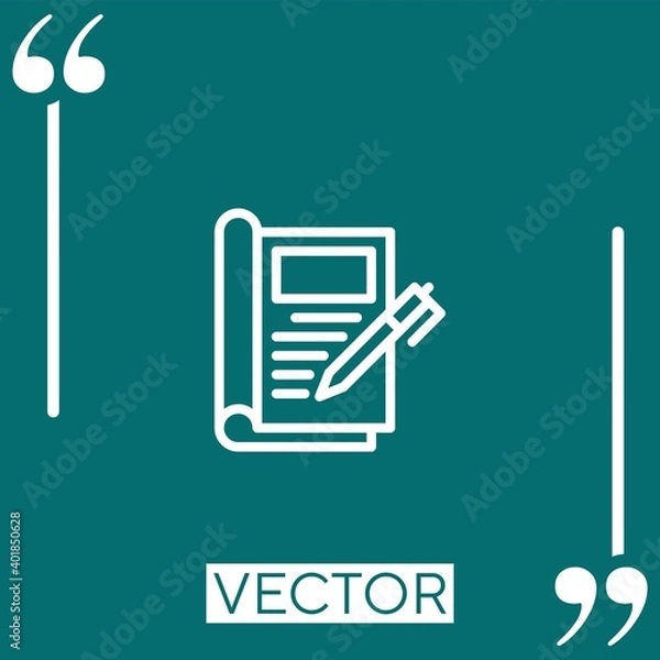 Fototapeta journal vector icon Linear icon. Editable stroked line