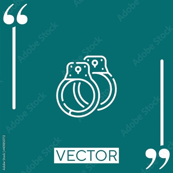 Fototapeta police handcuffs vector icon Linear icon. Editable stroked line