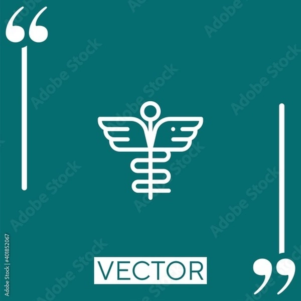 Obraz caduceus symbol vector icon Linear icon. Editable stroked line