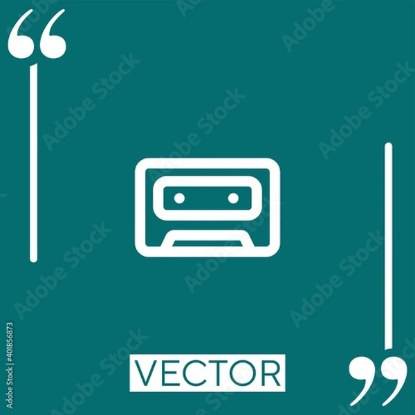 Fototapeta cassette outline Linear icon. Editable stroke line