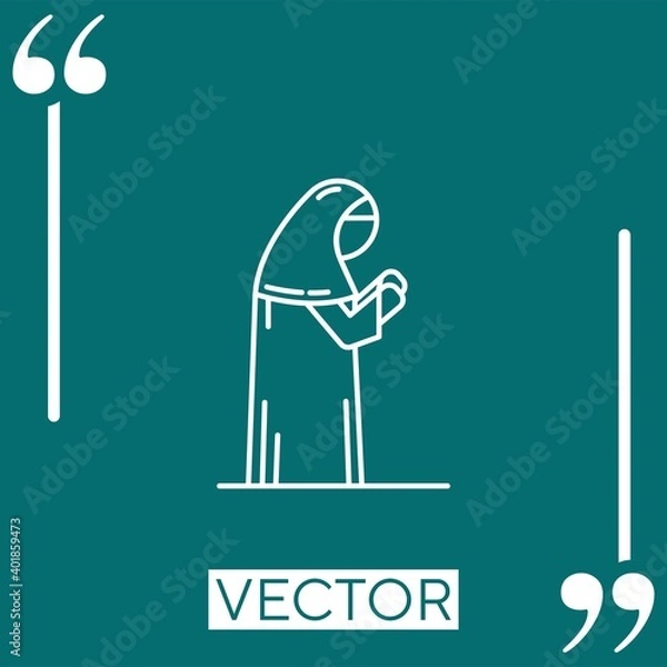 Fototapeta muslim woman praying vector icon Linear icon. Editable stroke line