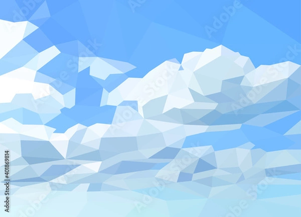 Obraz polygonal blue sky and white clouds