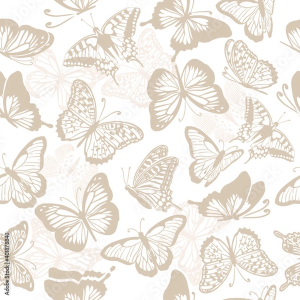 Fototapeta A seamless background with butterflies. Vintage background. Vector illustration