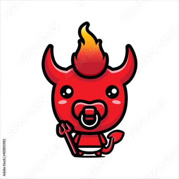 Obraz cute fire devil character vector design