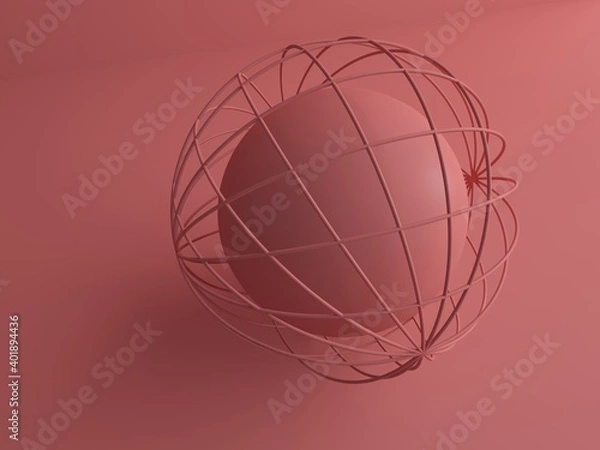 Fototapeta 3d render of pink modern abstract sphere backgrounds