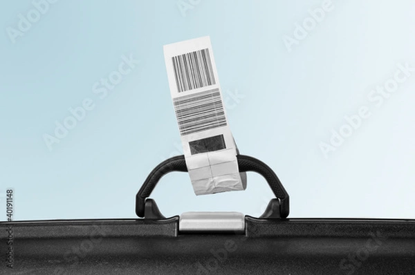 Obraz Suitcase attached with airline label