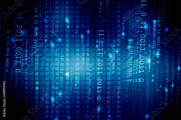 Obraz 2d illustration abstract digital binary data on computer screen
